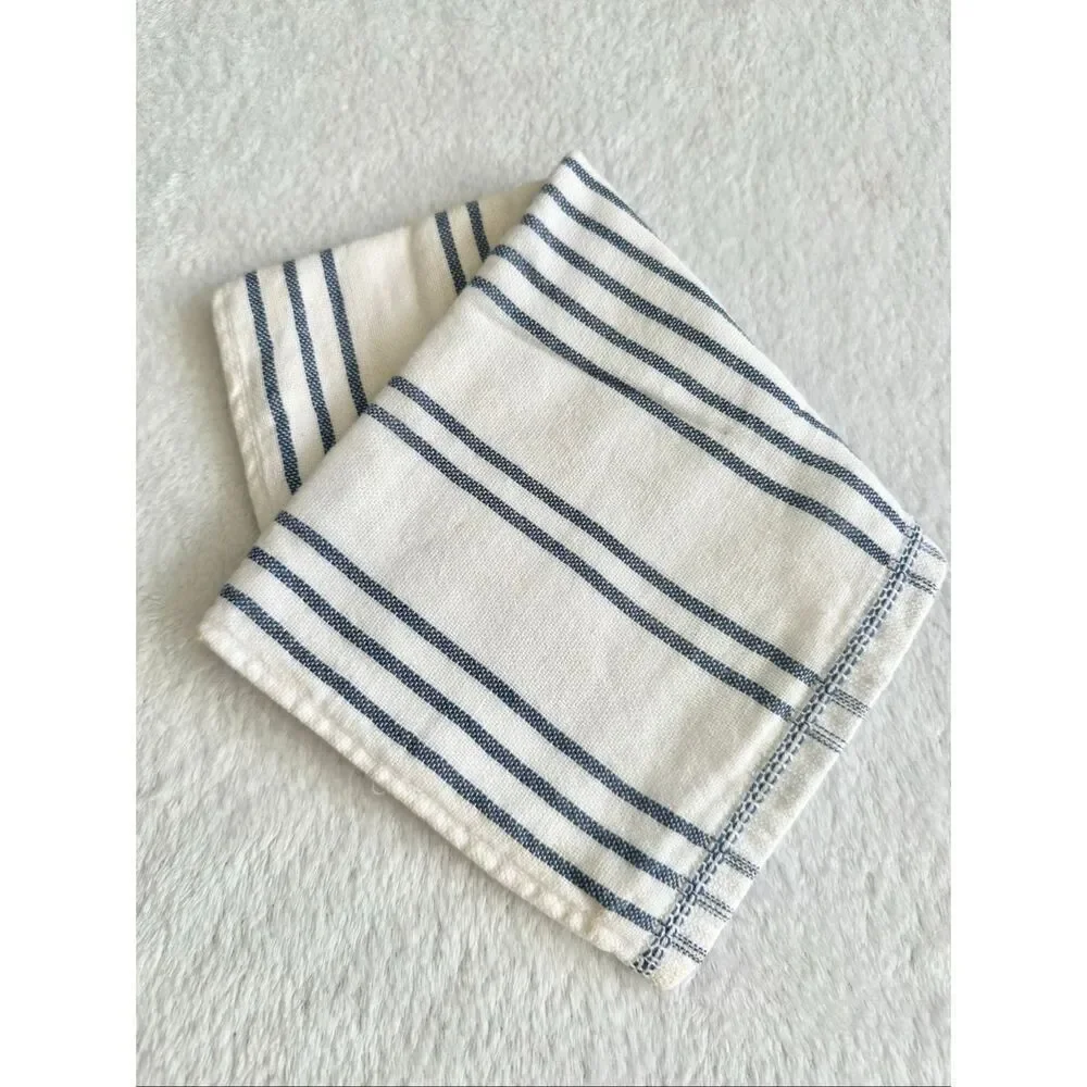 KASSASPA - by Kassatex - 100% cotton white and blue striped square towel 12 x 12